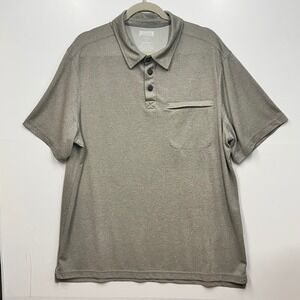 Duluth Trading Co. Polo Shirt Relaxed Fit Hidden Pocket Gray‎ Mens Large